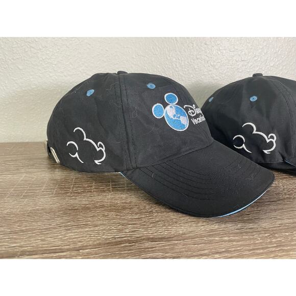 Disney Vacation Club Member Hats Lot of 2 Black Adjustable Embroidered Mickey - Picture 3 of 10